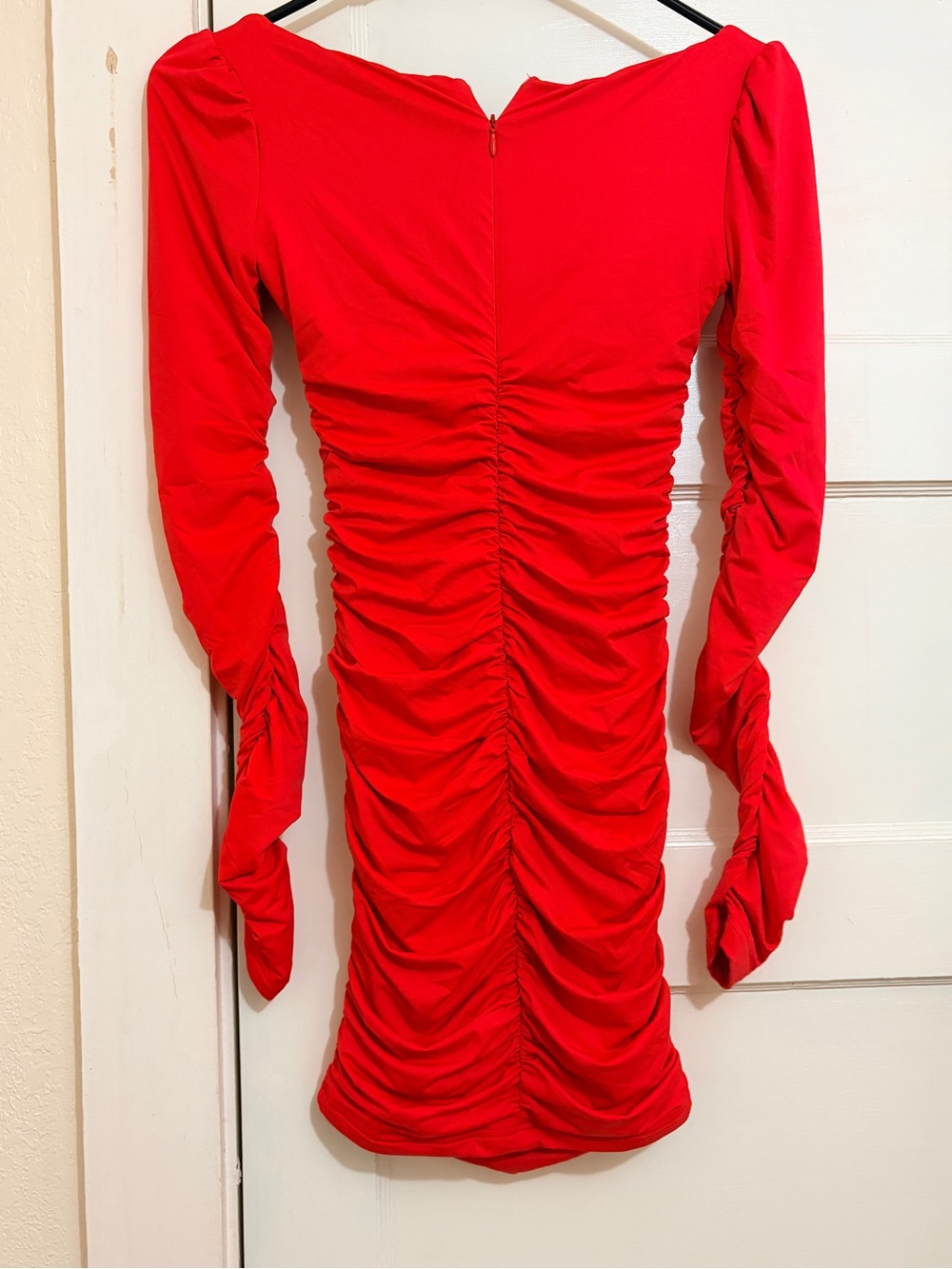 Babyboo Red Ruched Long Sleeve Mini Dress Size Small NWT